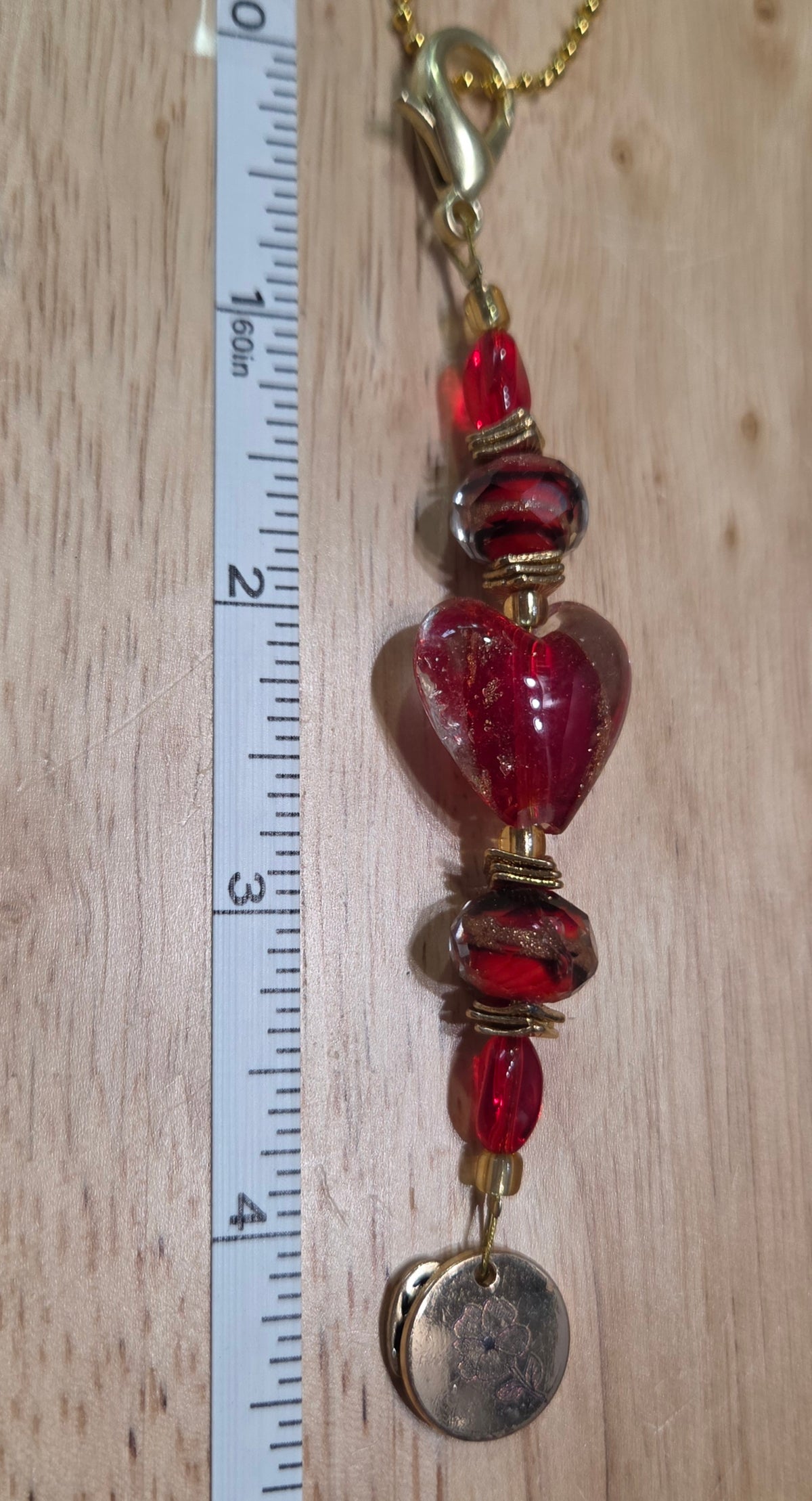 Crimson Heart Rearview Mirror Charm