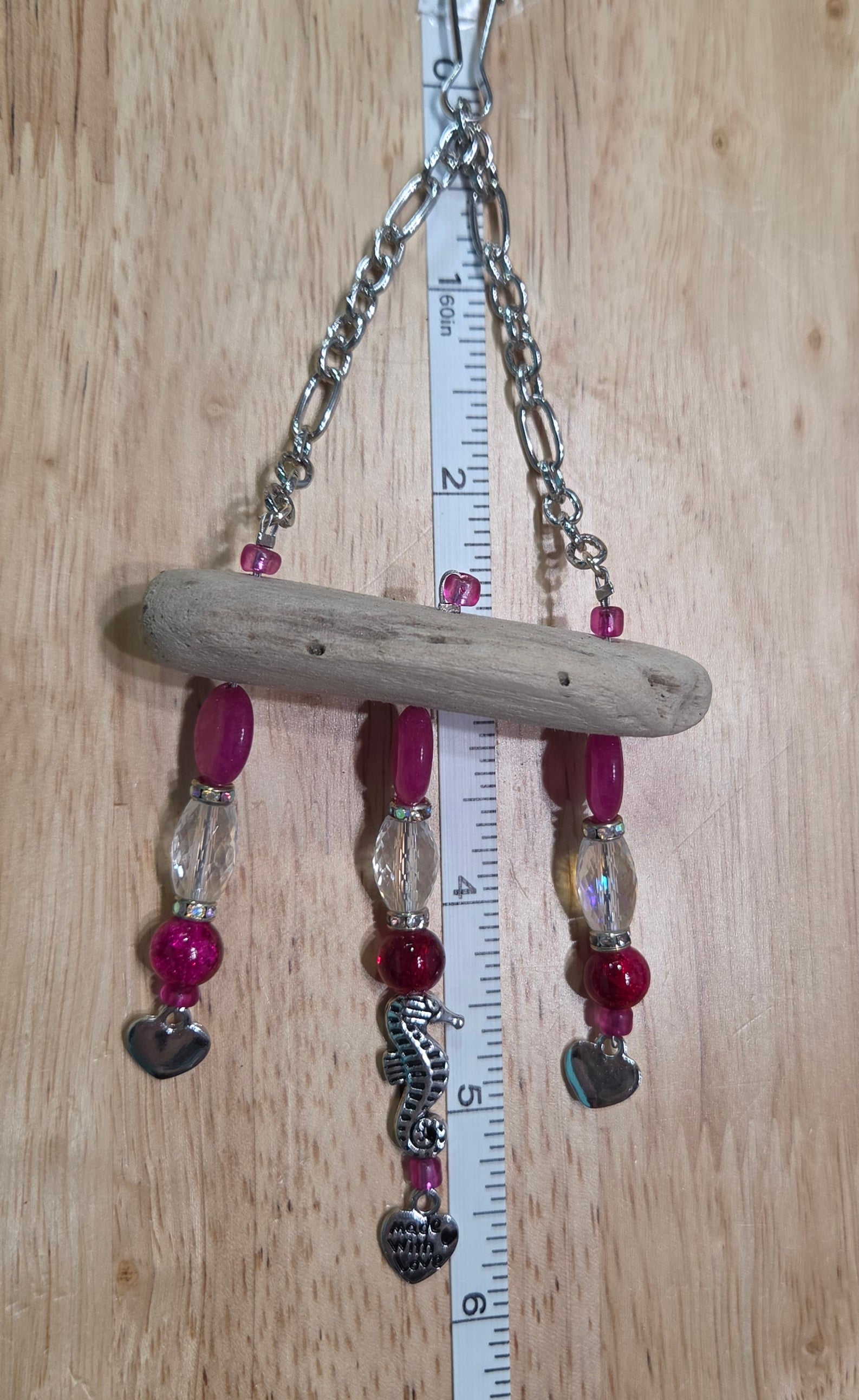 Seahorse Driftwood Rearview Mirror Suncatcher Charm