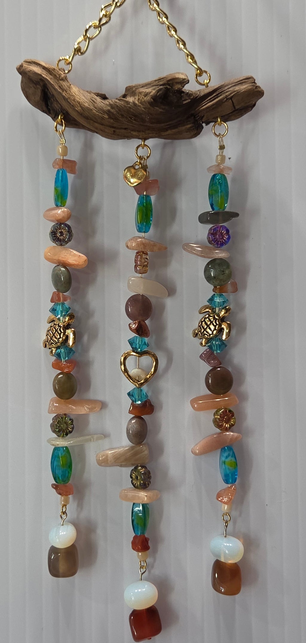 Turtle's Heart Driftwood suncatcher handcrafted one-of-a-kind