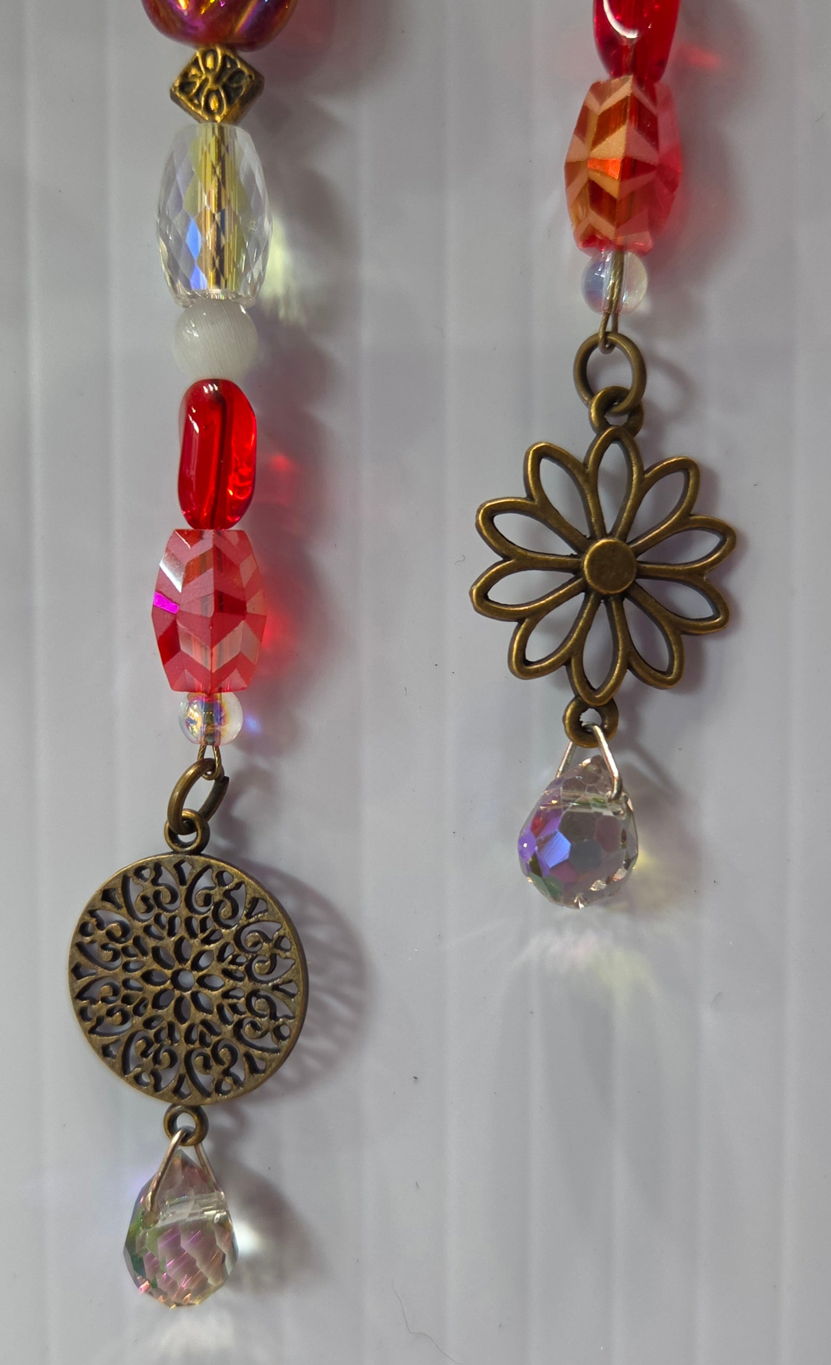Crimson Bloom driftwood suncatcher handcrafted one-of-a-kind