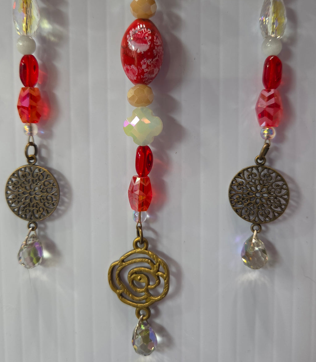 Crimson Bloom driftwood suncatcher handcrafted one-of-a-kind