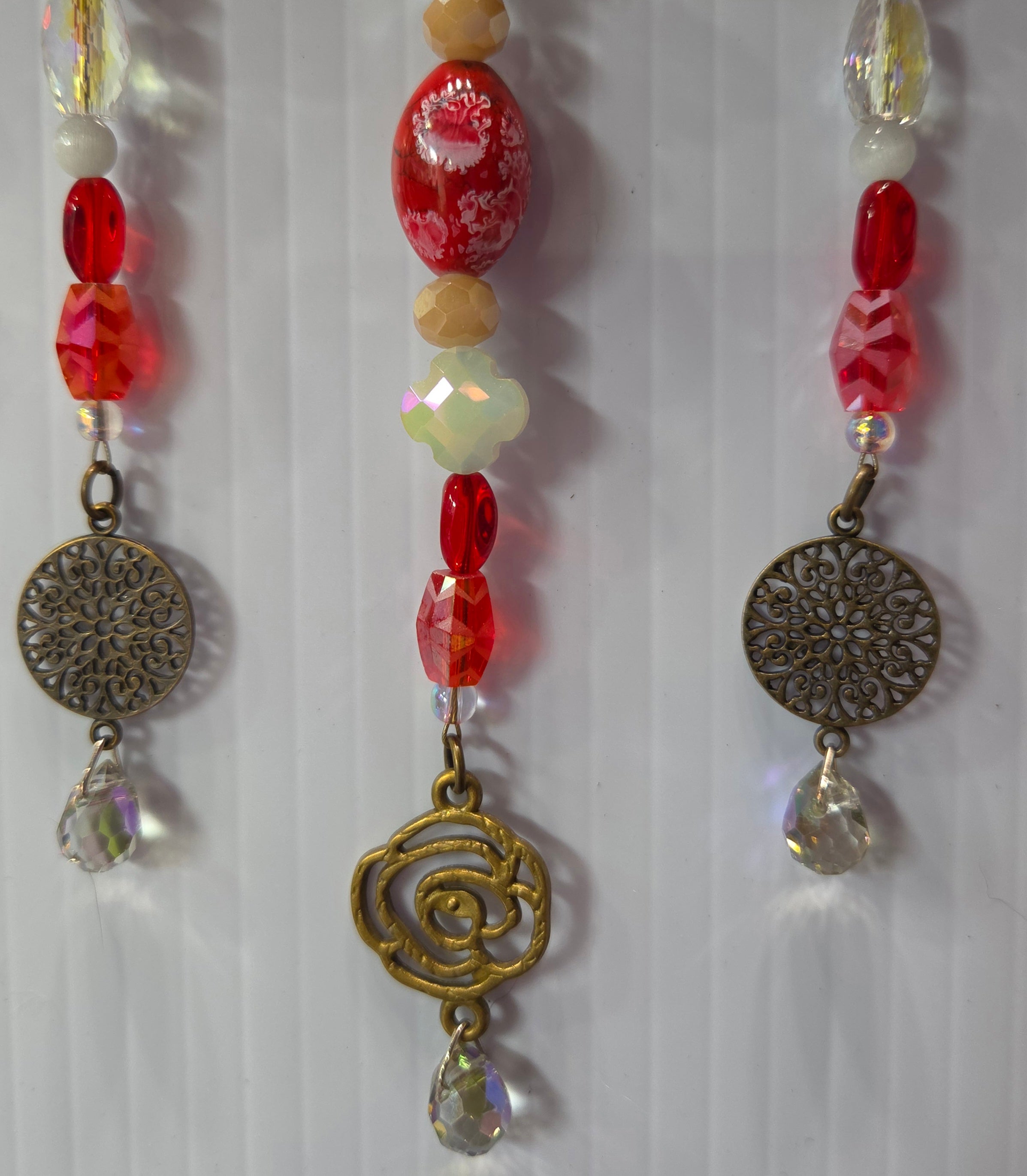 Crimson Bloom driftwood suncatcher handcrafted one-of-a-kind