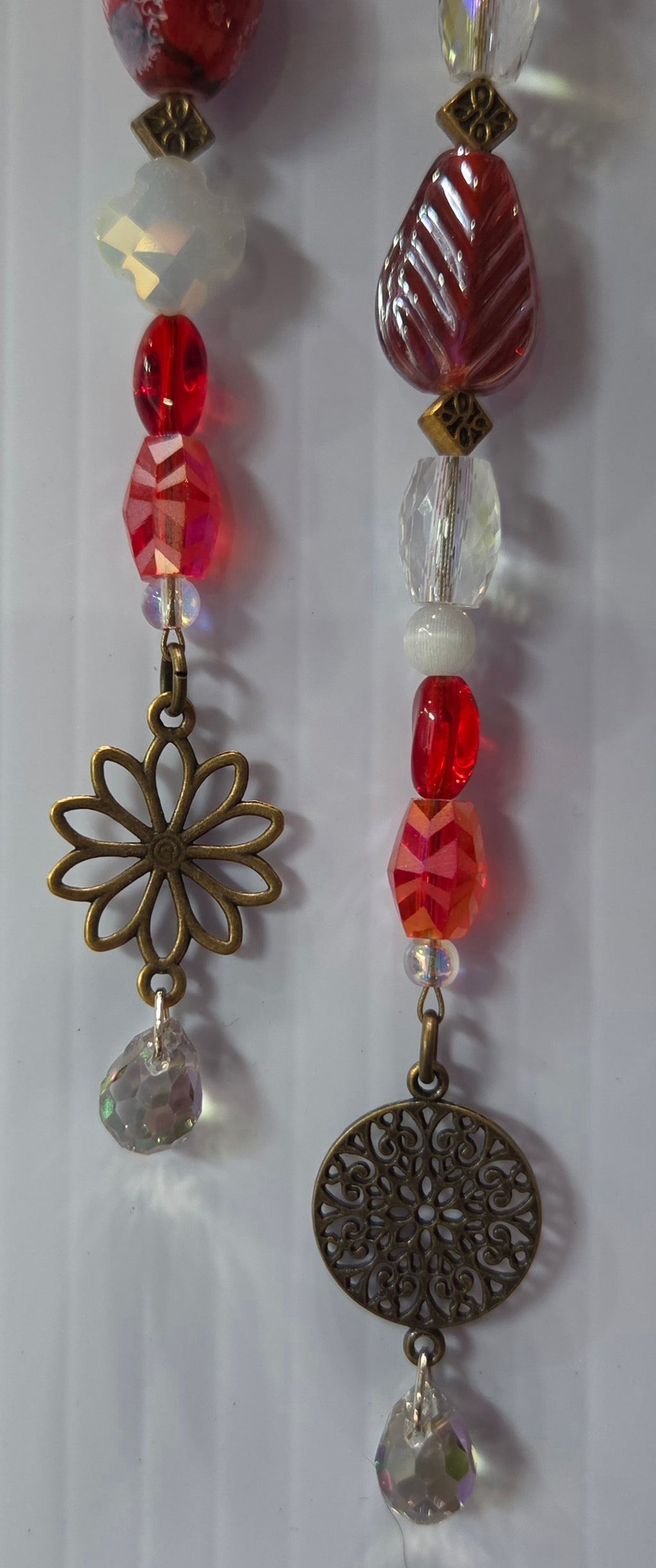 Crimson Bloom driftwood suncatcher handcrafted one-of-a-kind