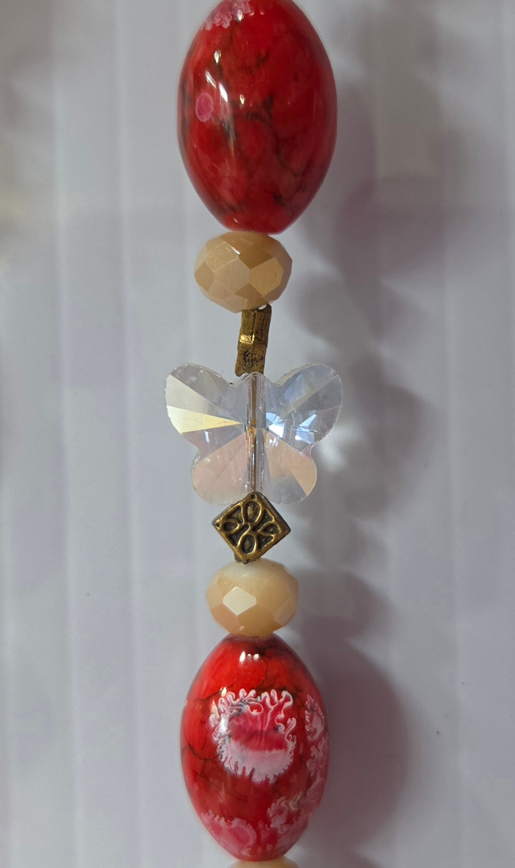 Crimson Bloom driftwood suncatcher handcrafted one-of-a-kind