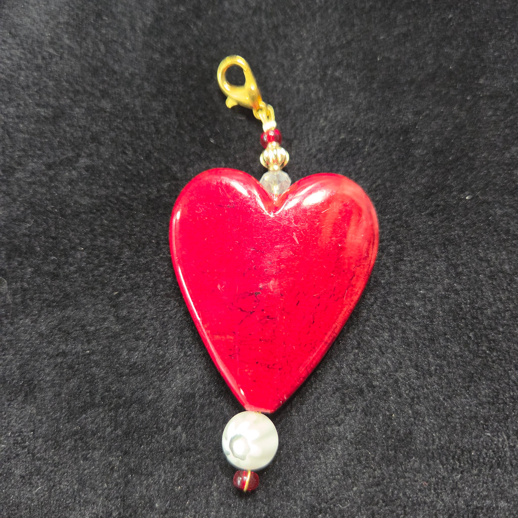 Ruby Heart Zipper Charm