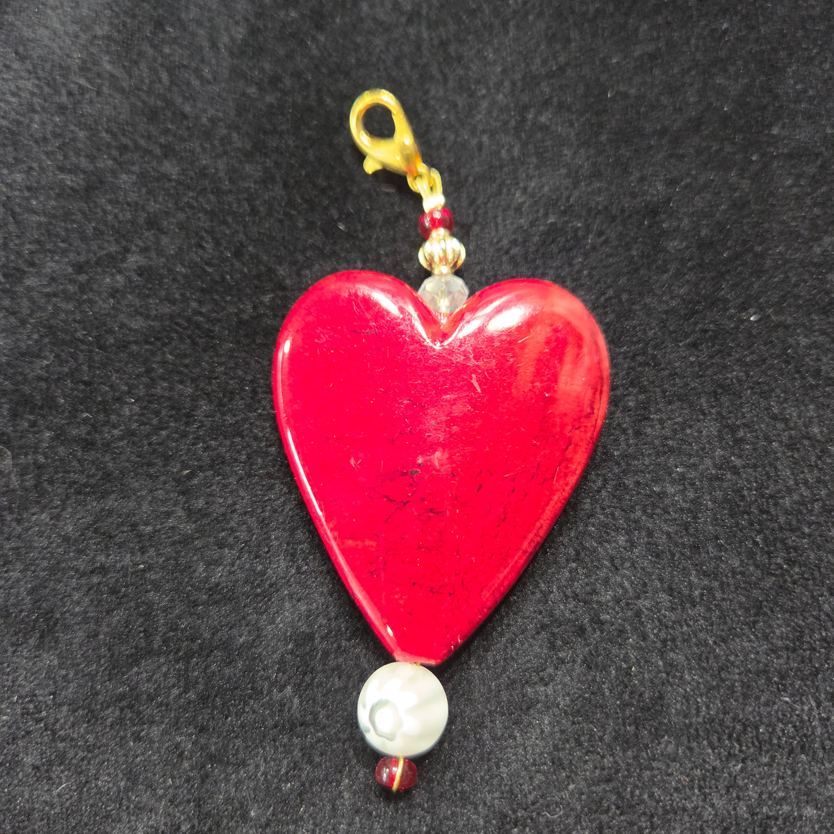 Ruby Heart Zipper Charm