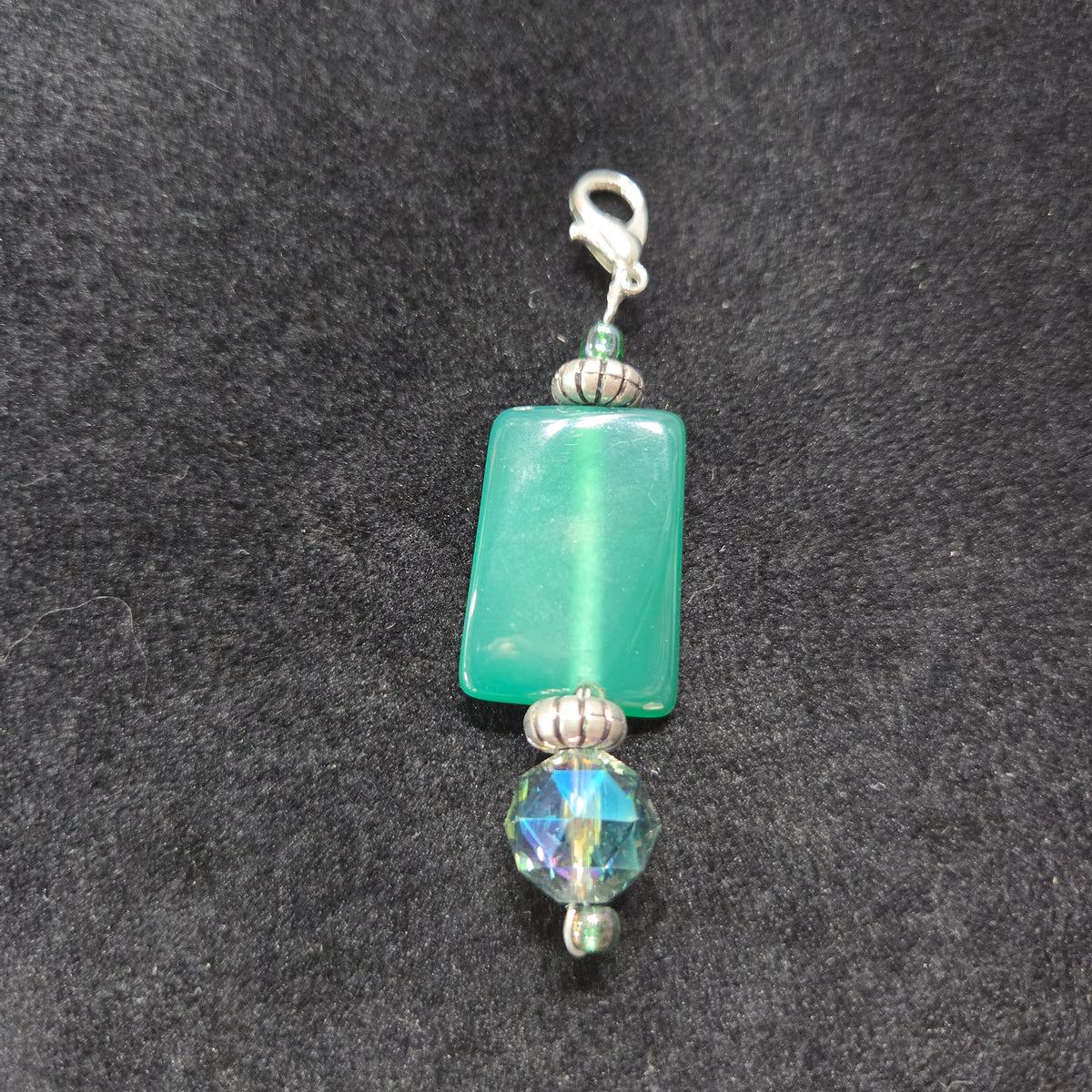 Green Gemstone Zipper Charm