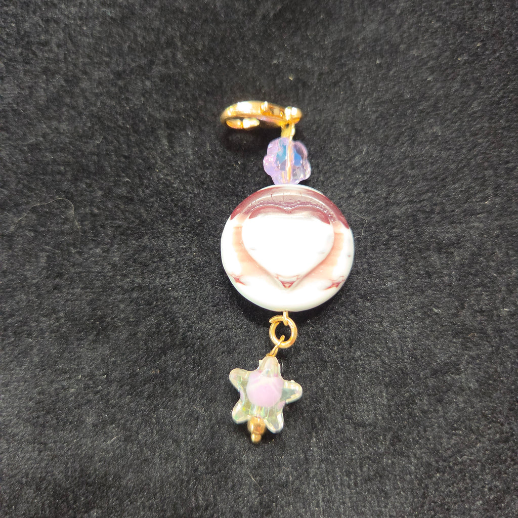 Heart Glass Zipper Charm