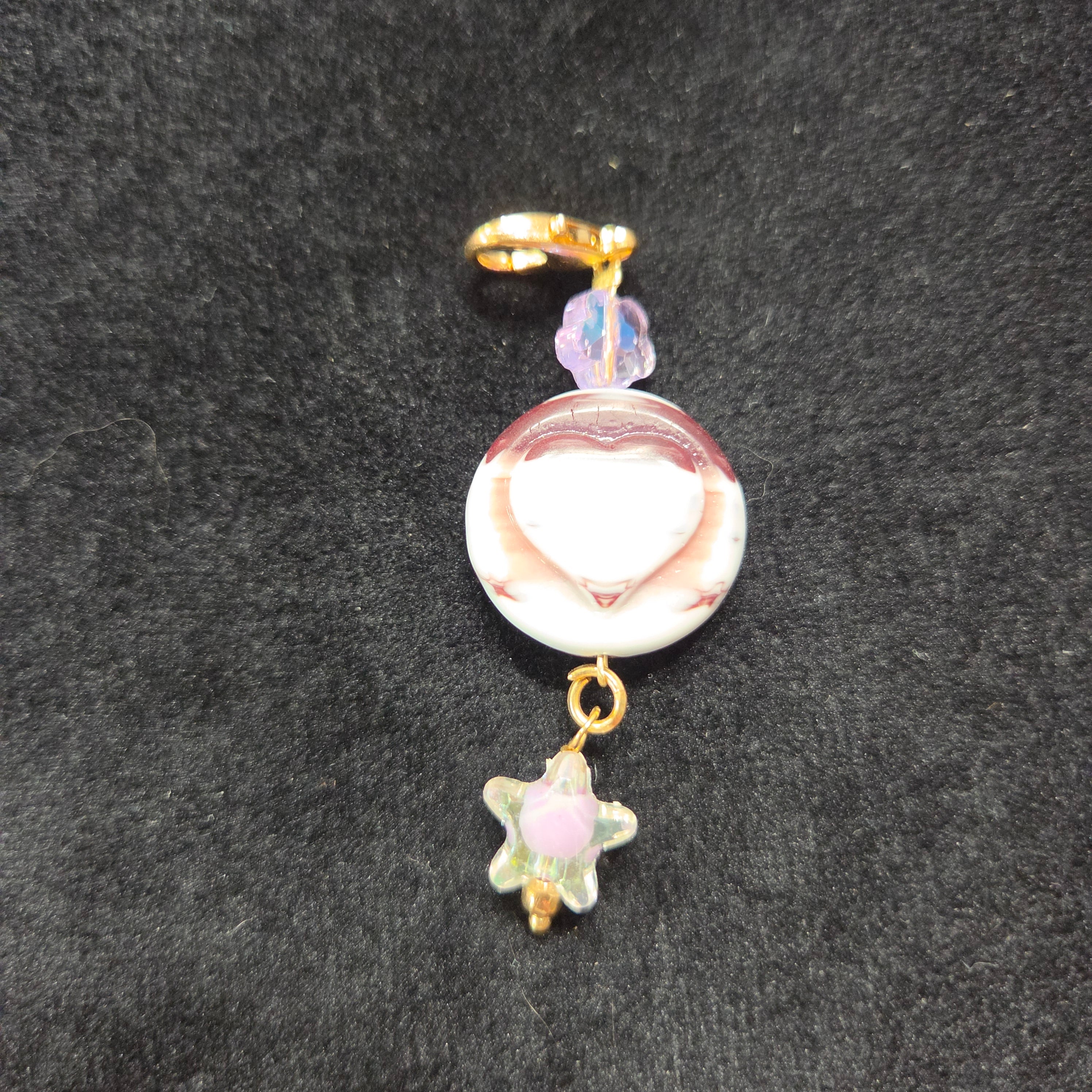 Heart Glass Zipper Charm