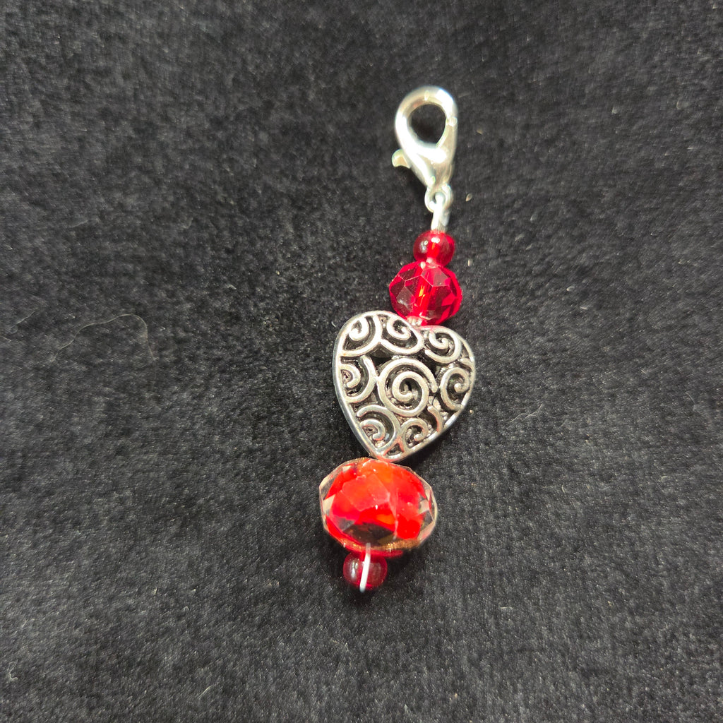 Silver Heart Zipper Charm