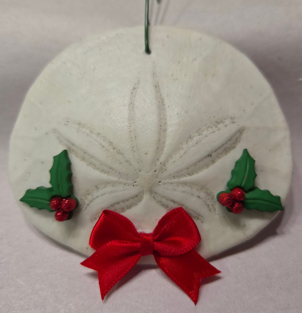 Christmas Sand Dollar Ornament – Handcrafted Coastal Holiday Décor