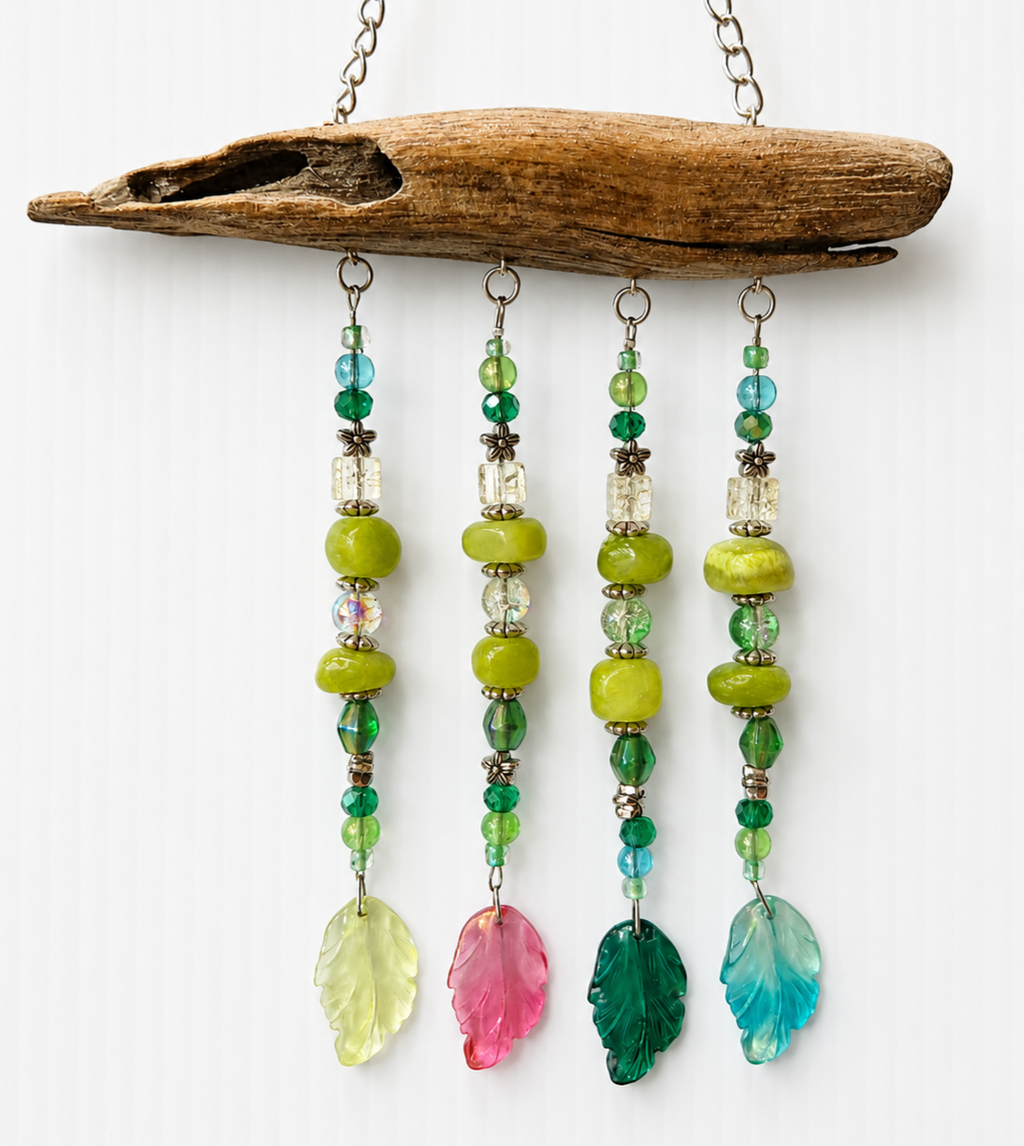 Whispers of Spring driftwood suncatcher handcrafted one-of-a-kind