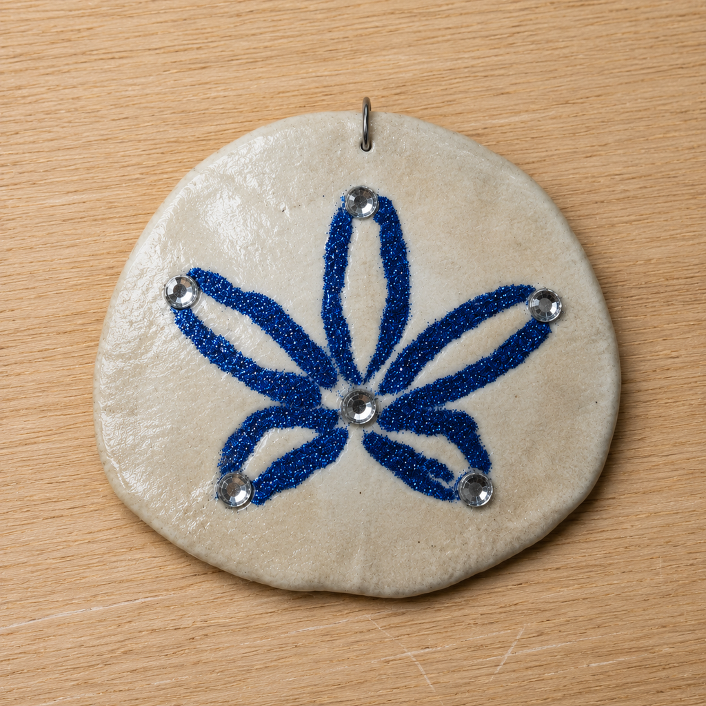 Blue Sparkle Sand Dollar Christmas Ornament