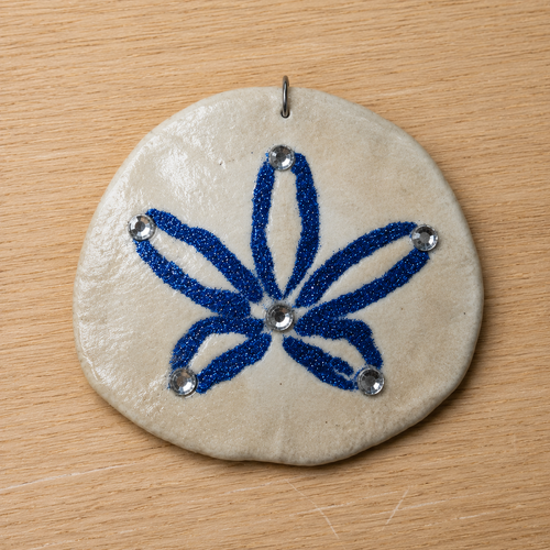 Blue Sparkle Sand Dollar Christmas Ornament