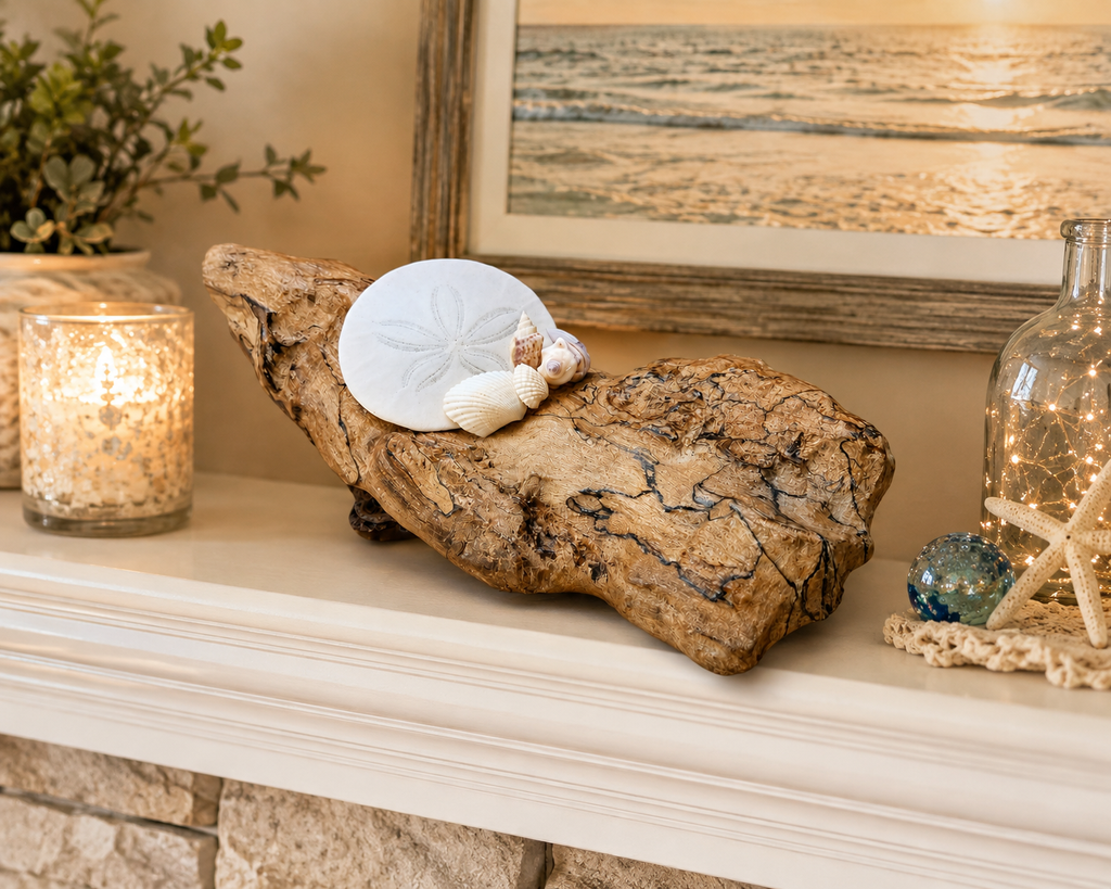 Driftwood Coastal Decor with Sand Dollar & Seashells – Hand Gathered from the Oregon Coast