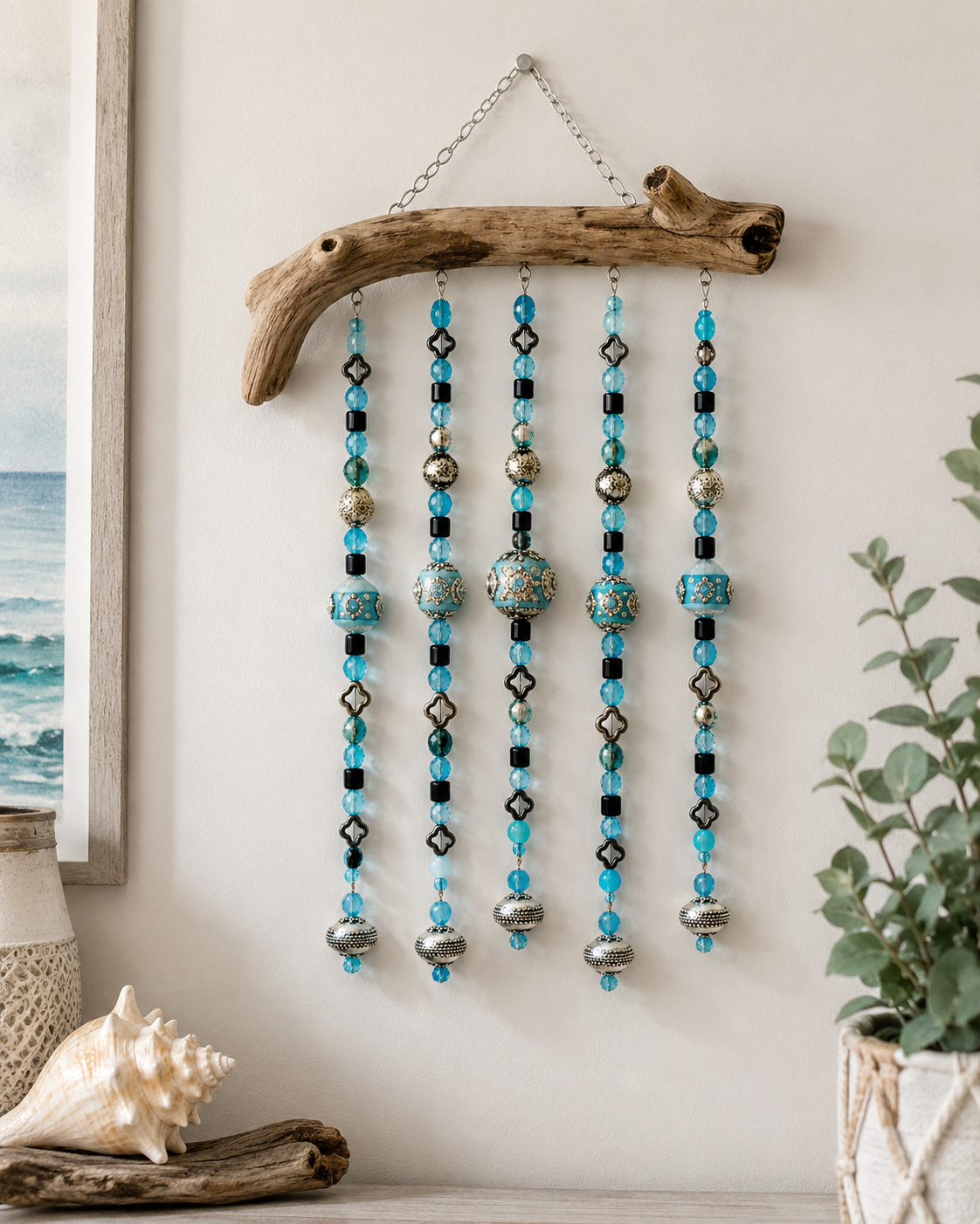 Ocean Jewel driftwood wall hanging  handcrafted one-of-a-kind