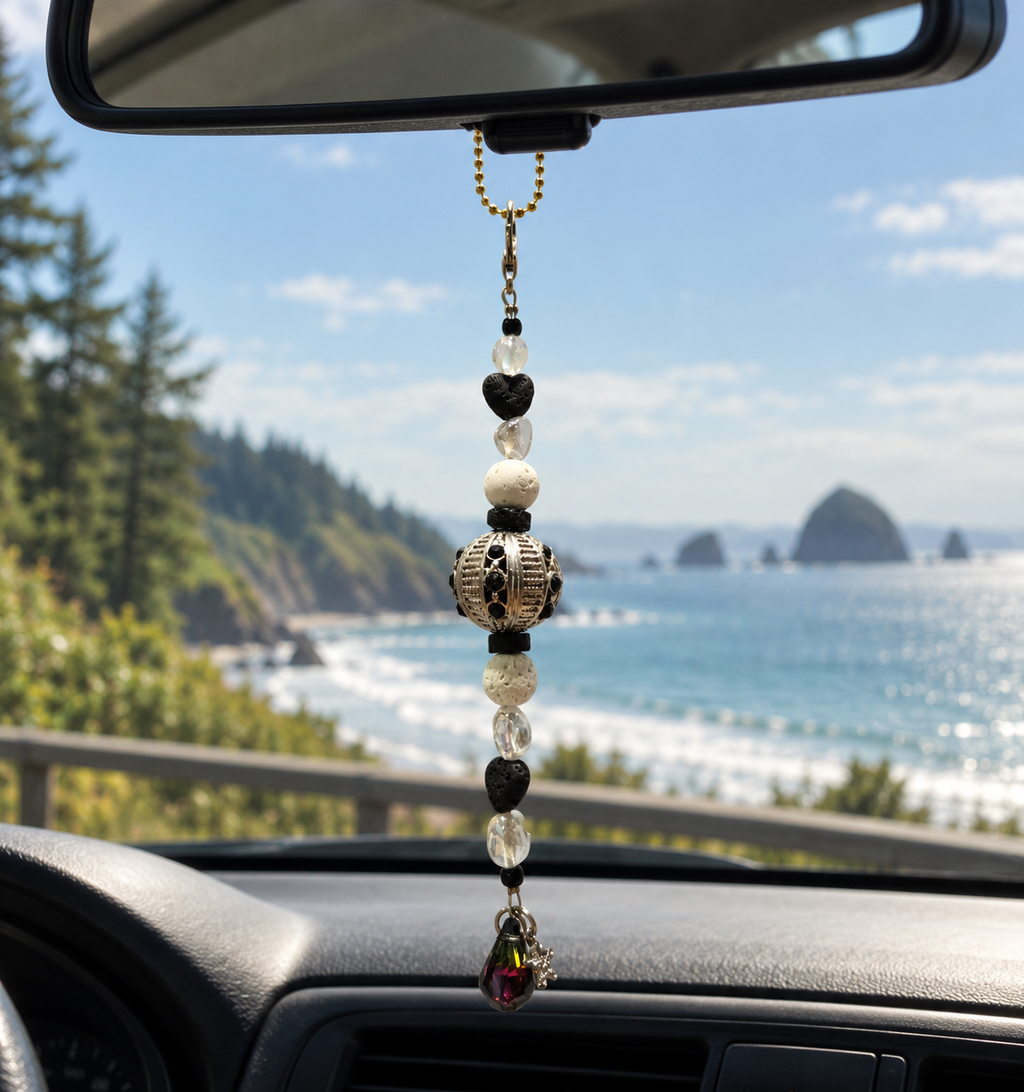 Midnight Pearl Rearview Mirror Charm