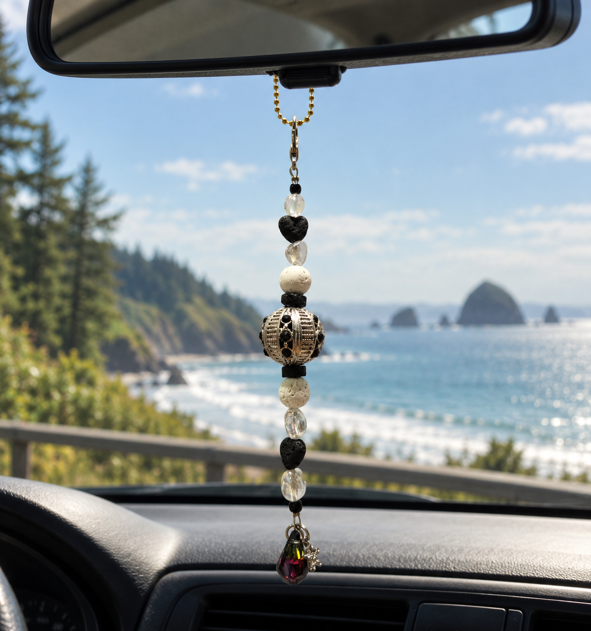 Midnight Pearl Rearview Mirror Charm
