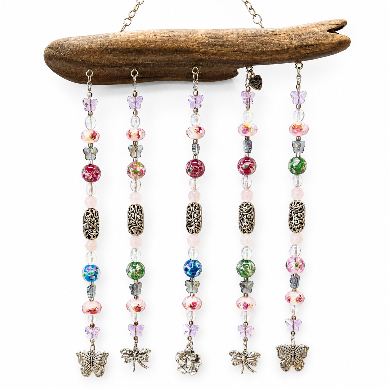 Butterfly Garden Breeze driftwood suncatcher handcrafted one-of-a-kind