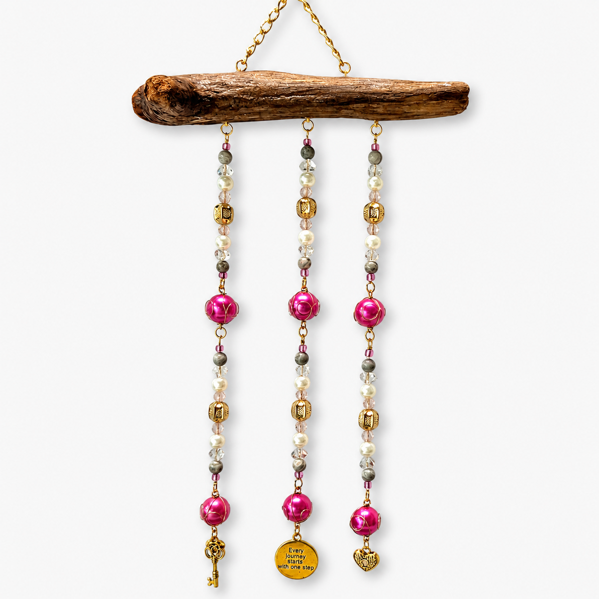 Unlock Your Journey driftwood suncatcher wall hanging handcrafted one-of-a-kind